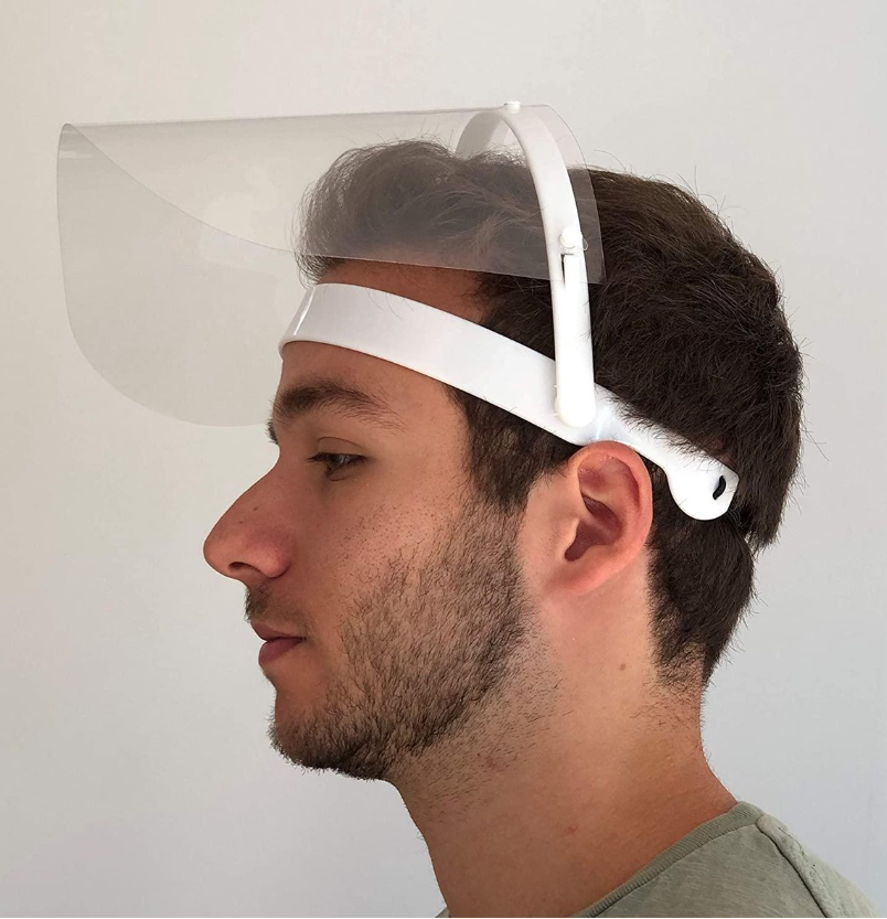 Gelaatscherm met verstelbare elastische strip Beschermkap voor mannen/vrouwen (2 stuks) - Wit