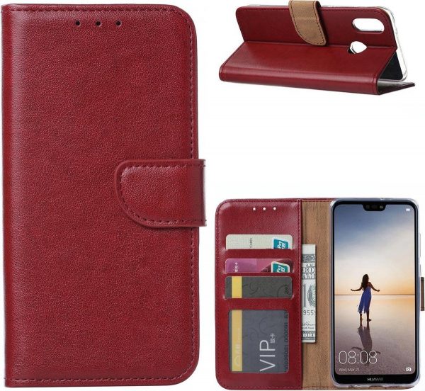 Hoesje geschikt voor Huawei P20 Lite (2018) - Bookcase Bordeaux Rood - portemonnee hoesje