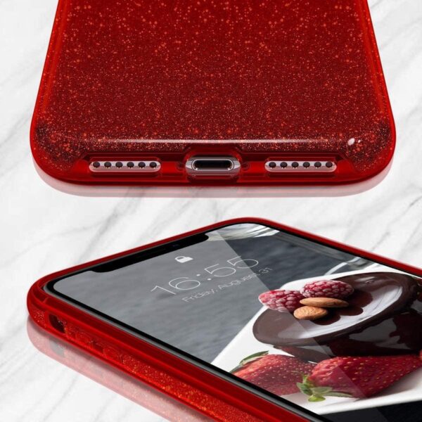 Hoesje geschikt voor iPhone 11 Hoesje - Glitter Siliconen - Rood