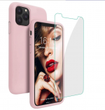 Hoesje geschikt voor iPhone 11  Hoesje - Siliconen Backcover - Pink Sand + Tempered Glas