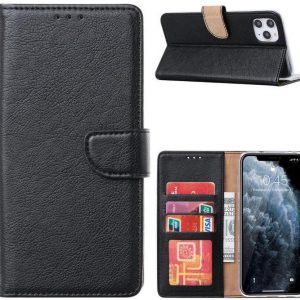 Hoesje geschikt voor iPhone 12 Pro Max - Bookcase Zwart - portemonnee hoesje