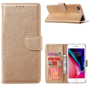 Hoesje geschikt voor iPhone 7 Plus / 8 Plus - Bookcase Goud - portemonnee hoesje