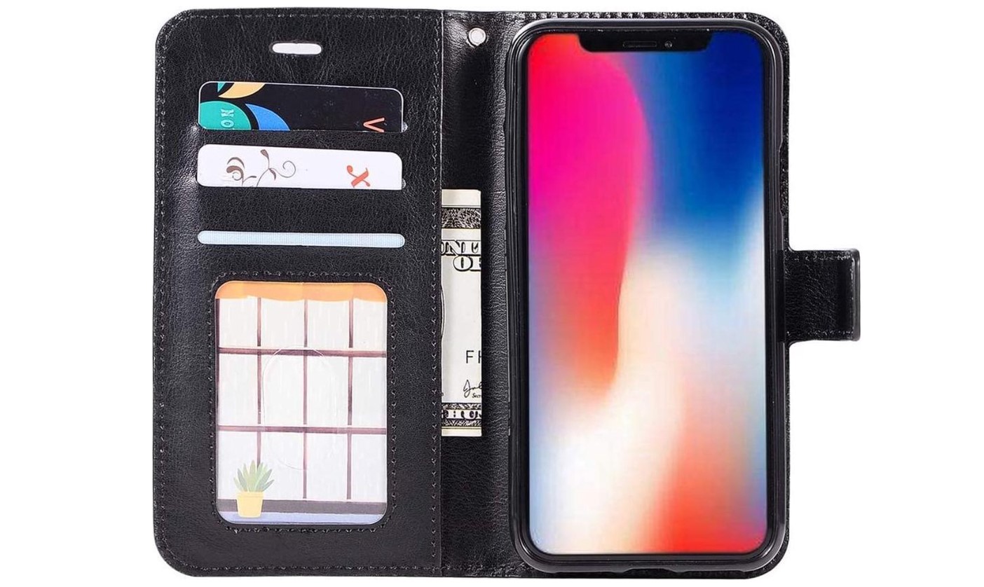 Hoesje geschikt voor iPhone X / XS - Bookcase Zwart - portemonnee hoesje