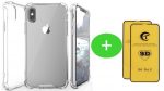 Hoesje geschikt voor iPhone Xs Max Hoesje - Transparant Anti Shock verstevigd Achterkant Case Backcover + 2 Tempered 9D screenprotector Full Cover Bescherm Glas voor iPhone XSMAX