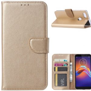 Hoesje geschikt voor Motorola E6 Play - Bookcase Goud - portemonnee hoesje