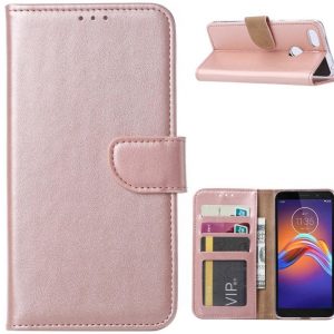 Hoesje geschikt voor Motorola E6 Play - Bookcase Rose Goud - portemonnee hoesje