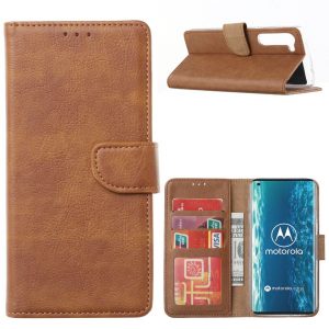 Hoesje geschikt voor Motorola Edge - Bookcase Bruin - portemonnee hoesje