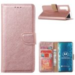 Hoesje geschikt voor Motorola Edge - Bookcase Rose Goud - portemonnee hoesje