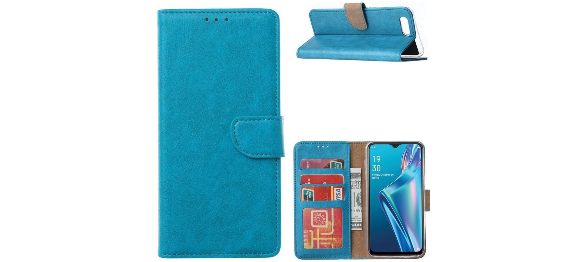 Hoesje geschikt voor Oppo A12 / A12S - Bookcase Turquoise - portemonee hoesje