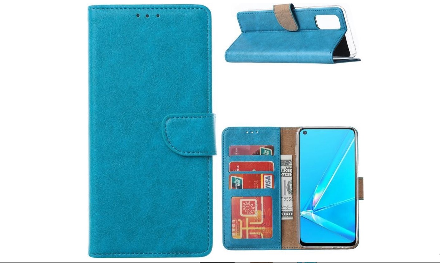 Hoesje geschikt voor Oppo A52 / A72 / A92 hoesje book case Turquoise