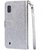 Hoesje geschikt voor Samsung Galaxy A01 Glitter Bookcase hoesje Portemonnee met rits - Rose Goud