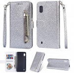 Hoesje geschikt voor Samsung Galaxy A01 Glitter Bookcase hoesje Portemonnee met rits - Rose Goud