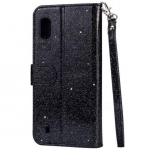 Hoesje geschikt voor Samsung Galaxy A01 Glitter Bookcase hoesje Portemonnee met rits - Zwart