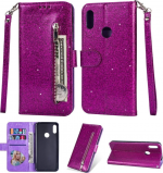Hoesje geschikt voor Samsung Galaxy A10s Glitter Bookcase hoesje portemonnee met rits -