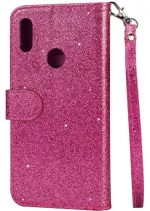 Hoesje geschikt voor Samsung Galaxy A10s Glitter Bookcase hoesje portemonnee met rits - Roze