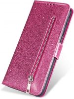 Hoesje geschikt voor Samsung Galaxy A10s Glitter Bookcase hoesje portemonnee met rits - Roze