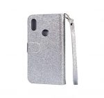 Hoesje geschikt voor Samsung Galaxy A10s Glitter Bookcase hoesje portemonnee met rits - Zilver