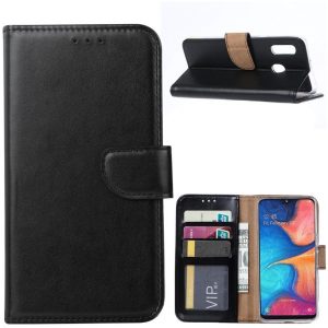 Hoesje geschikt voor Samsung Galaxy A20E - Bookcase Zwart- portemonnee hoesje
