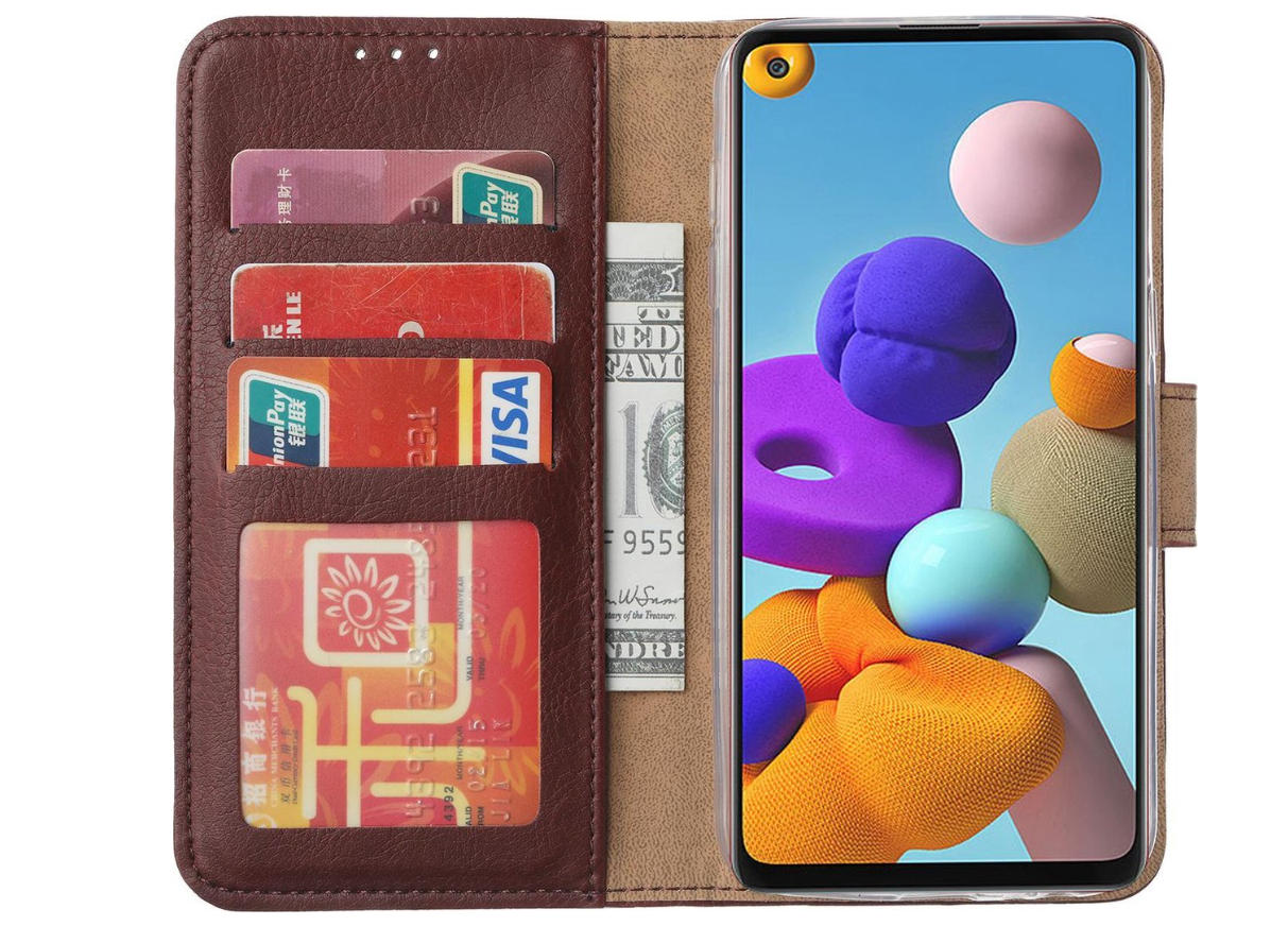 Hoesje geschikt voor Samsung Galaxy A21S - Bookcase Bordeaux Rood - portemonnee hoesje