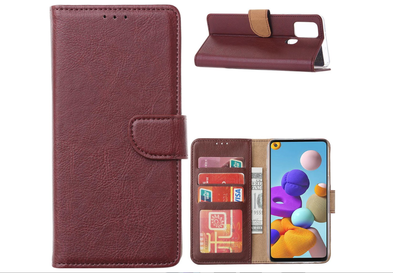 Hoesje geschikt voor Samsung Galaxy A21S - Bookcase Bordeaux Rood - portemonnee hoesje