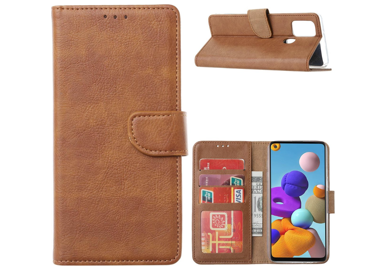 Hoesje geschikt voor Samsung Galaxy A21S - Bookcase Bruin- portemonnee hoesje