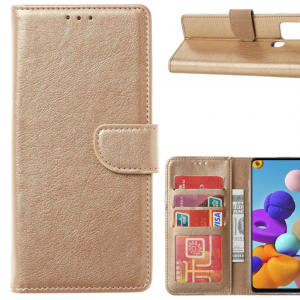 Hoesje geschikt voor Samsung Galaxy A21S - Bookcase Goud - portemonnee hoesje