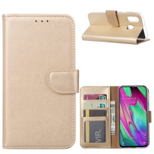 Hoesje geschikt voor Samsung Galaxy A40 - Bookcase Goud - portemonee hoesje