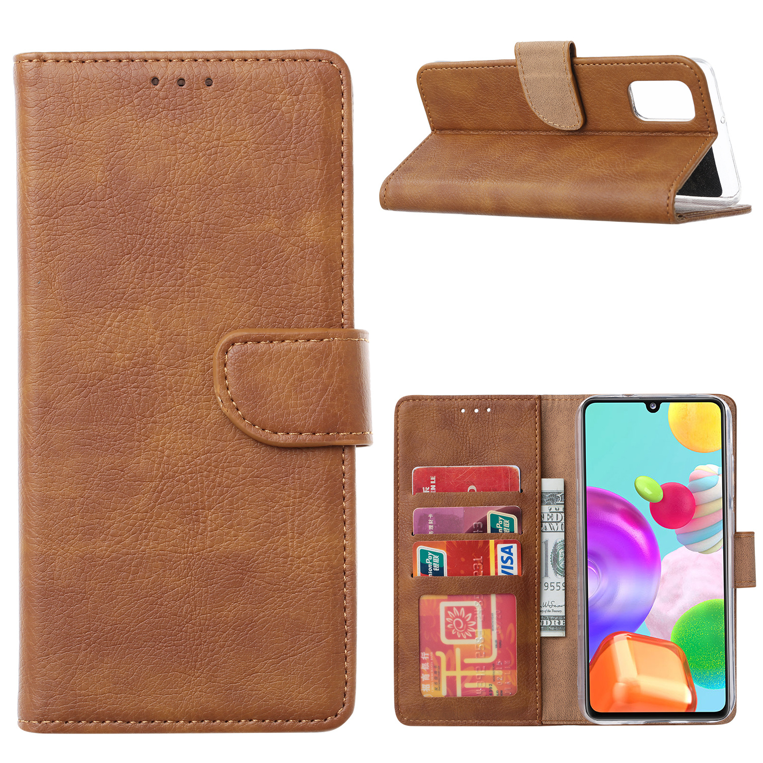 Hoesje geschikt voor Samsung Galaxy A41 - Bookcase Bruin- portemonnee hoesje