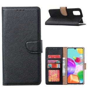 Hoesje geschikt voor Samsung Galaxy A41 - Bookcase Zwart - portemonnee hoesje