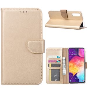 Hoesje geschikt voor Samsung Galaxy A50 - Bookcase Goud - portemonnee hoesje