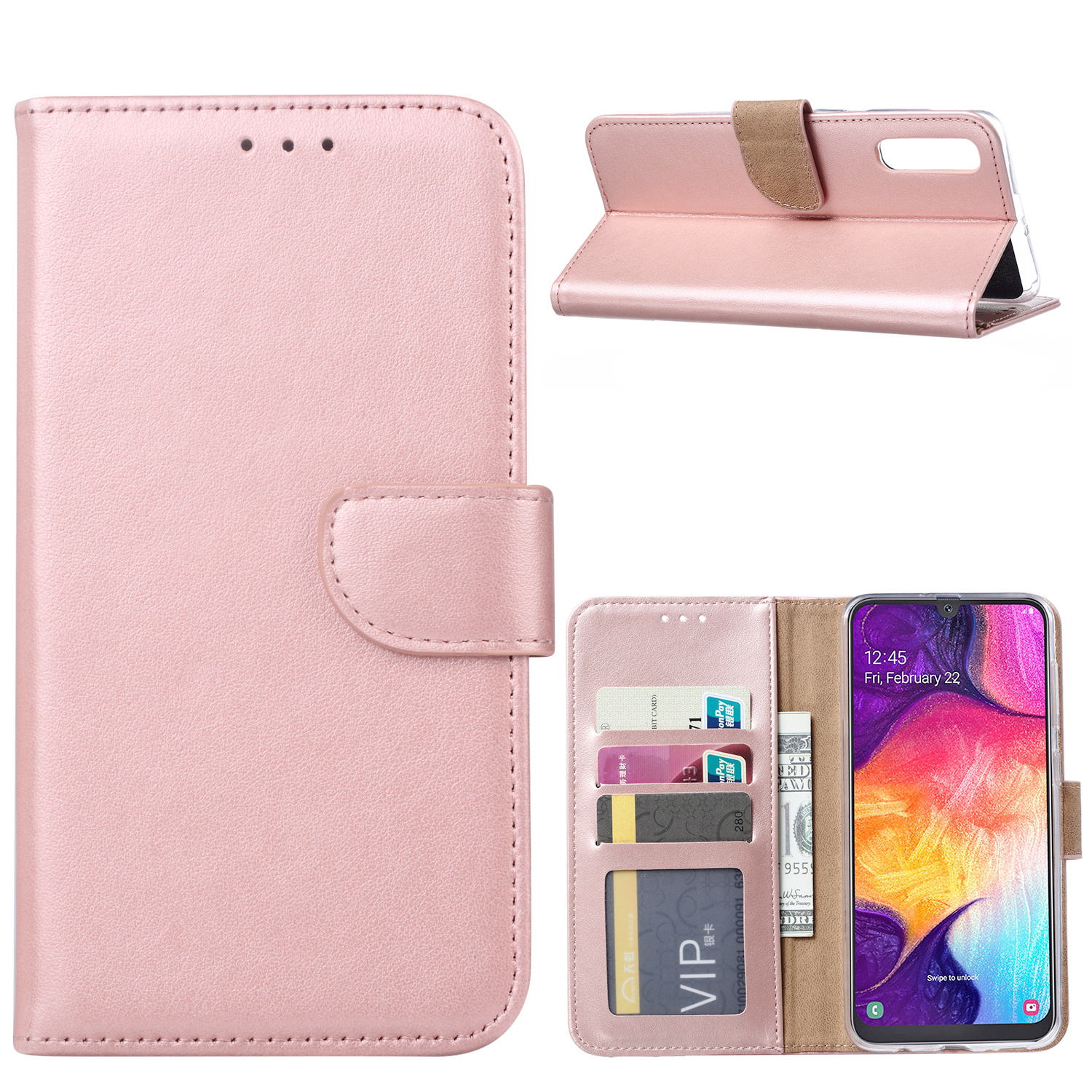 Hoesje geschikt voor Samsung Galaxy A50 - Bookcase Rose Goud - portemonnee hoesje