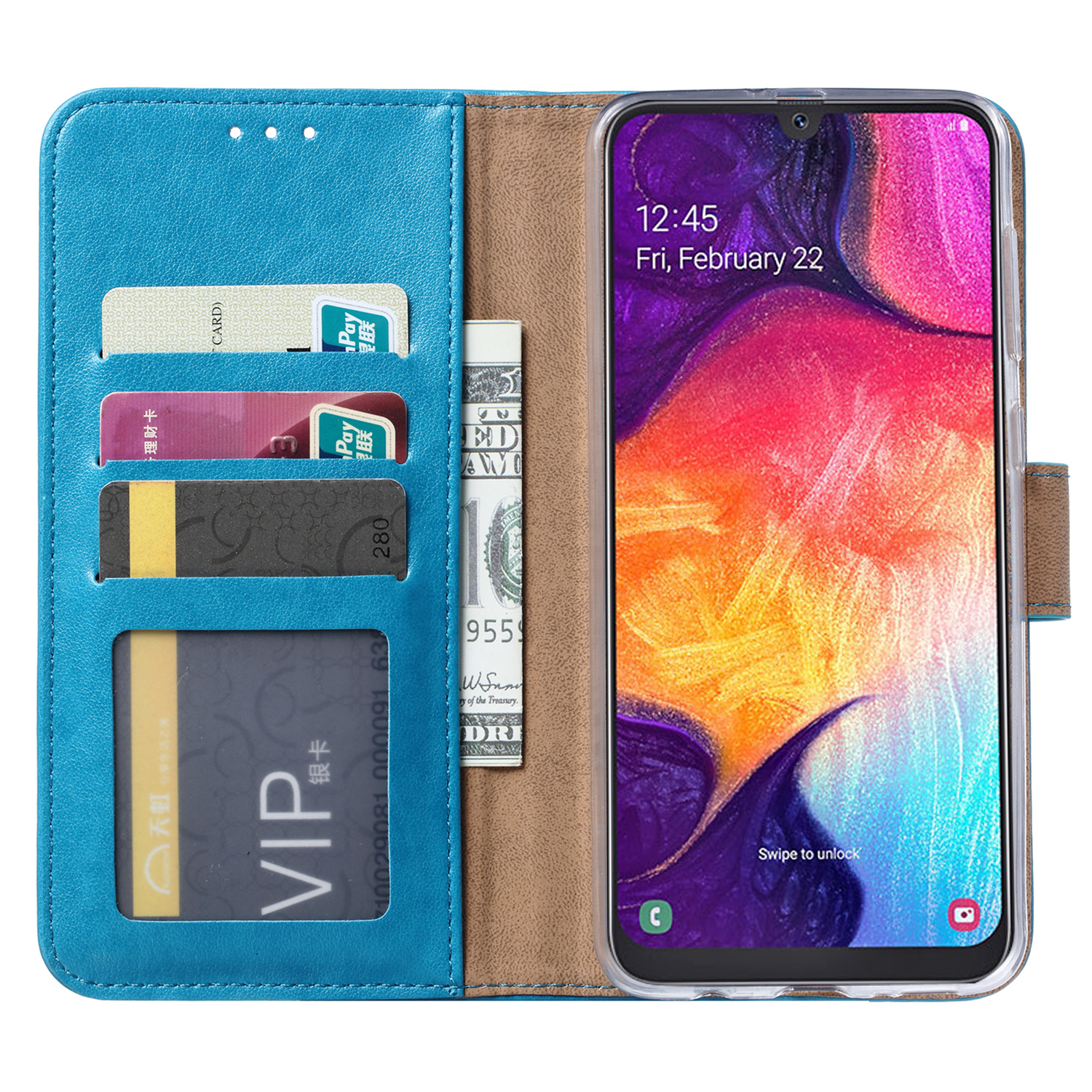 Hoesje geschikt voor Samsung Galaxy A50 - Bookcase Turquoise- portemonnee hoesje