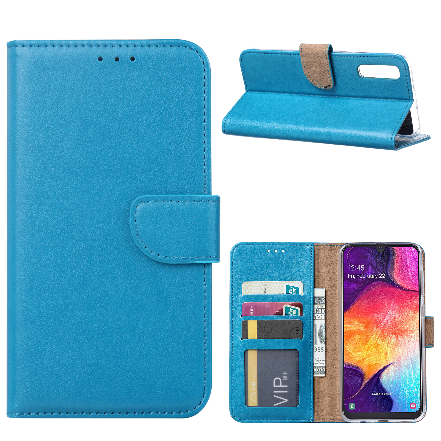 Hoesje geschikt voor Samsung Galaxy A50 - Bookcase Turquoise- portemonnee hoesje