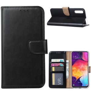 Hoesje geschikt voor Samsung Galaxy A50 - Bookcase Zwart - portemonnee hoesje