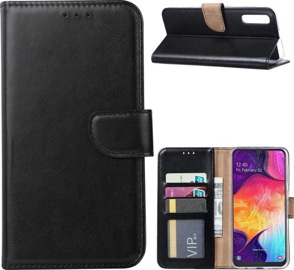 Hoesje geschikt voor Samsung Galaxy A50 - Bookcase Zwart - portemonnee hoesje