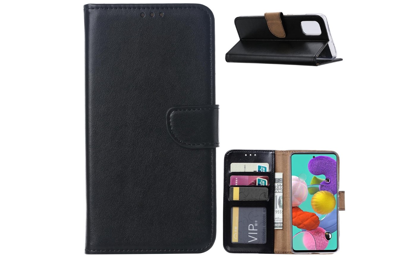 Hoesje geschikt voor Samsung Galaxy A71 - Bookcase Zwart - portemonnee hoesje