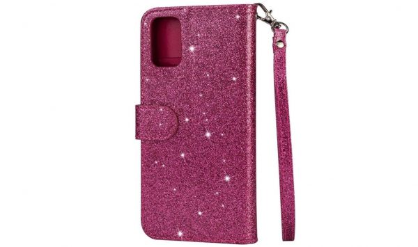 Hoesje geschikt voor Samsung Galaxy A71 Glitter bookcase hoesje Portemonnee met rits - Roze