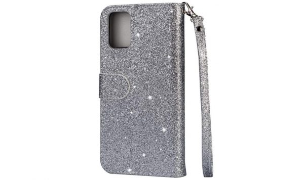 Hoesje geschikt voor Samsung Galaxy A71 Glitter bookcase hoesje Portemonnee met rits - Zilver