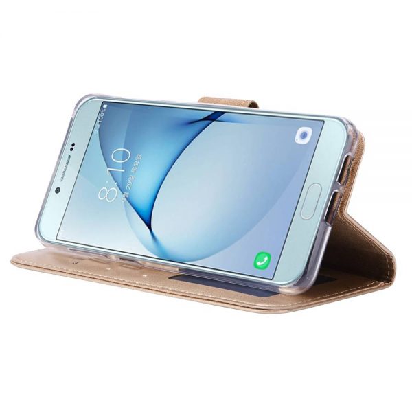 Hoesje geschikt voor Samsung Galaxy A8 (2018) - Bookcase Goud - portemonnee hoesje