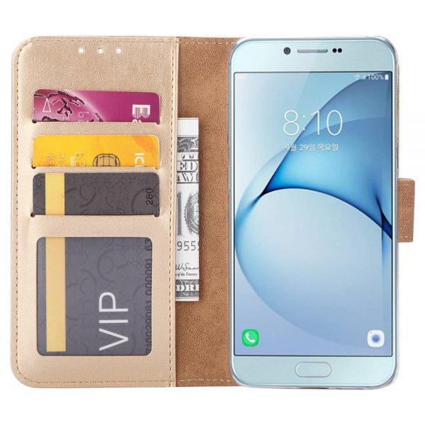 Hoesje geschikt voor Samsung Galaxy A8 (2018) - Bookcase Goud - portemonnee hoesje