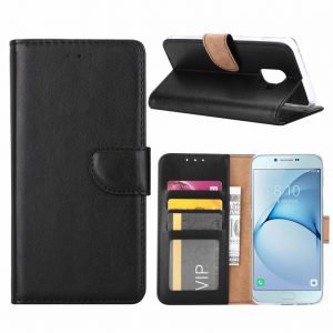 Hoesje geschikt voor Samsung Galaxy A8 (2018) - Bookcase Zwart- portemonnee hoesje