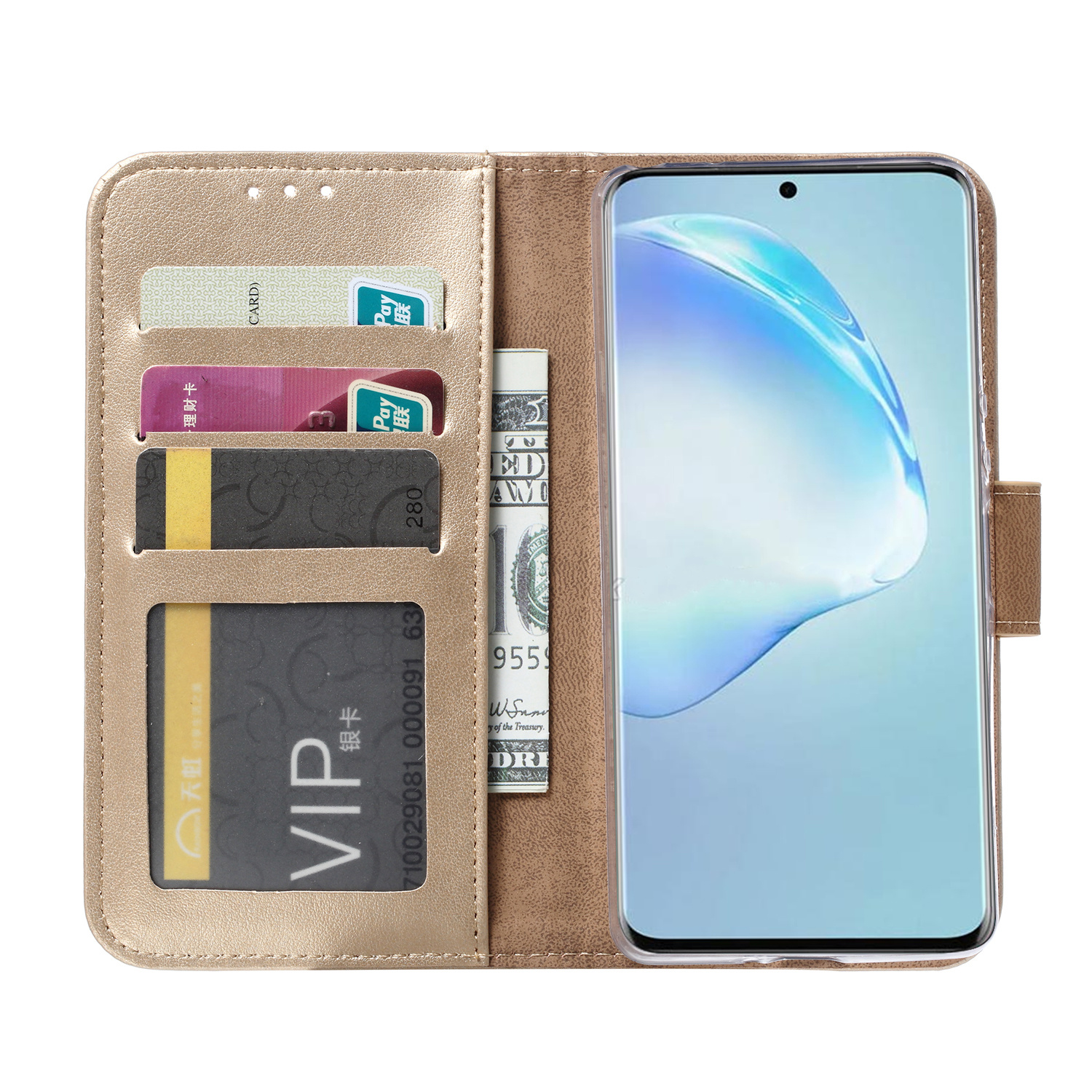 Hoesje geschikt voor Samsung Galaxy S20 - Bookcase Goud - portemonnee hoesje