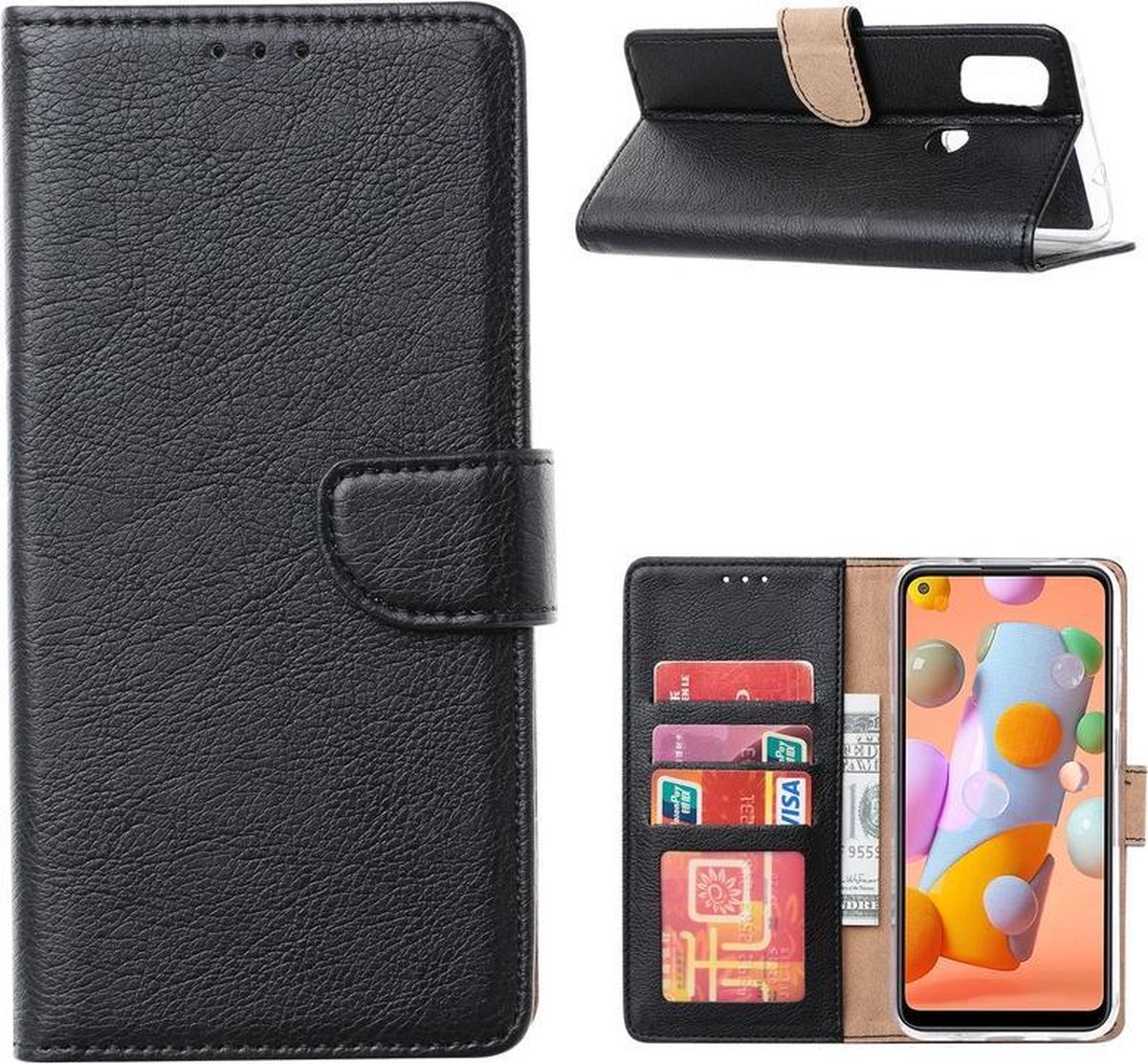 Hoesje geschikt voor Samsung Galaxy S7 - Bookcase Zwart - portemonnee hoesje