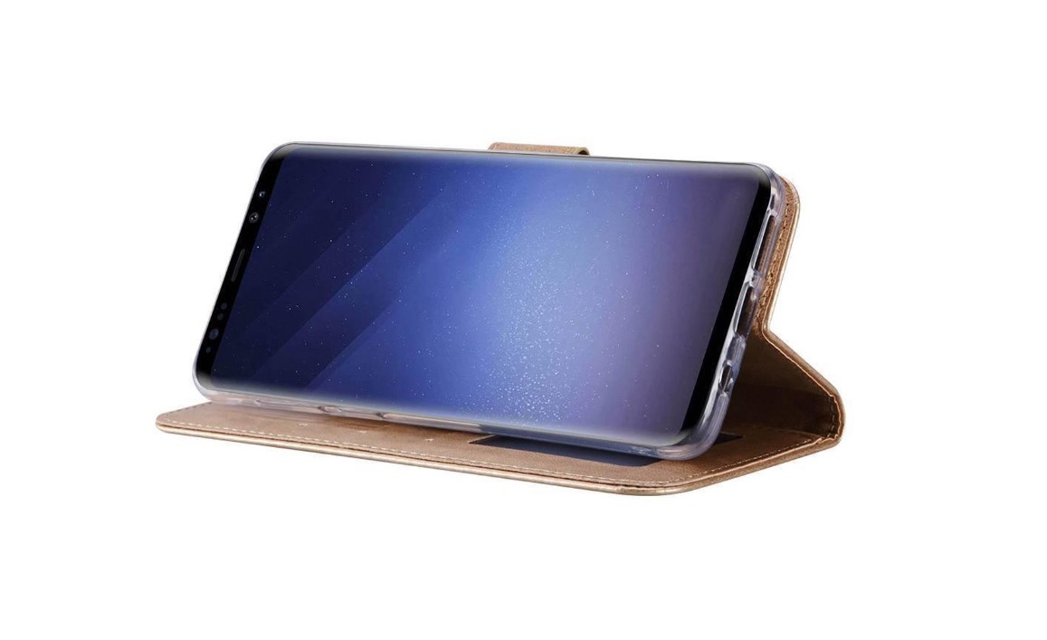 Hoesje geschikt voor Samsung Galaxy S9 Booktype / Portemonnee TPU Lederen Hoesje Goud