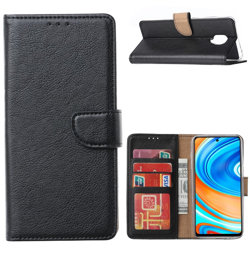 Hoesje geschikt voor Xiaomi Redmi Note 9 Pro / 9S - Bookcase Zwart - portmonnee hoesje