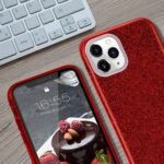 LuxeBass Hoesje geschikt voor iPhone 11 Pro Max - Glitter Siliconen - Rood