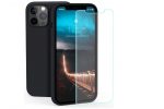LuxeBass hoesje geschikt voor iPhone 12 Mini Hoesje Zwart TPU Siliconen Soft Case + 2X Tempered Glass Screenprotector