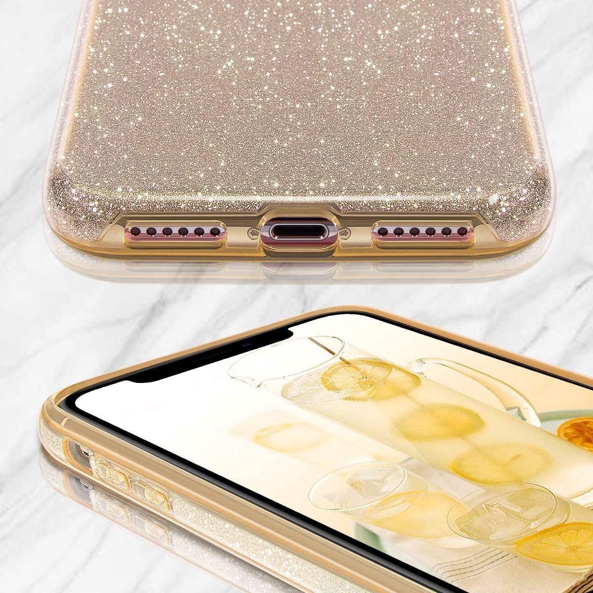 LuxeBass hoesje geschikt voor iPhone 12 Pro - Glitter Siliconen - Goud