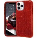 LuxeBass hoesje geschikt voor iPhone 12 Pro - Glitter Siliconen - Rood
