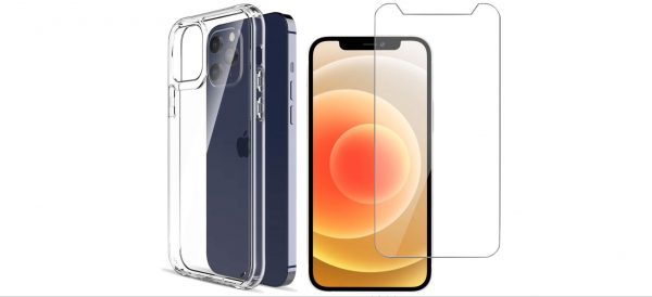 LuxeBass Hoesje geschikt voor  iPhone 12 Pro Max Hoesje Transparant TPU Siliconen Soft Case + 2X Tempered Glass Screenprotector